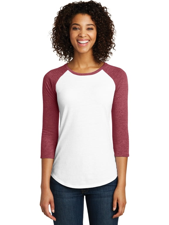 Women's Fitted Very Important Tee 3/4-Sleeve Raglan Dt6211 - Heathered Red/ White - L