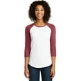 thumbnail image 1 of District Women's Fitted Very Important Tee 3/4-Sleeve Raglan Dt6211 Heathered Red/ White XXL, 1 of 4