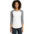 thumbnail image 1 of District Women's Fitted Very Important Tee 3/4-Sleeve Raglan Dt6211 - Light Heather Grey/ White - 4XL, 1 of 4