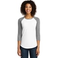 thumbnail image 1 of District Women's Fitted Very Important Tee 3/4-Sleeve Raglan Dt6211 - Light Heather Grey/ White - XXL, 1 of 4