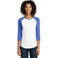 thumbnail image 1 of District Women's Fitted Very Important Tee 3/4-Sleeve Raglan Dt6211 - Royal Frost/ White - S, 1 of 4