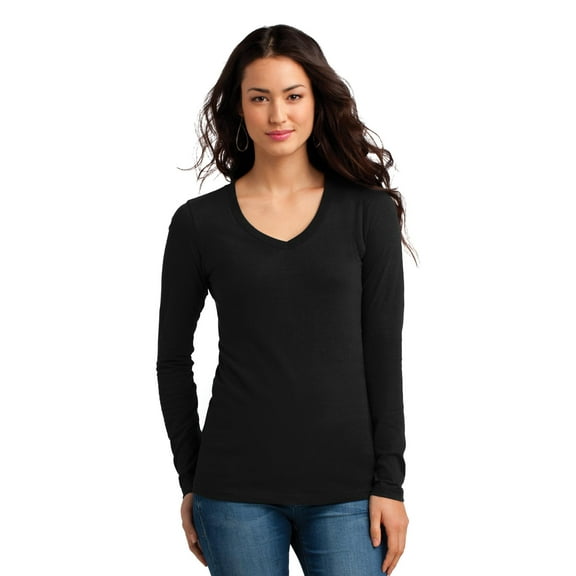 District Women's Juniors Long Sleece Concert V-Neck Tee