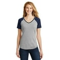 thumbnail image 1 of District Women's Juniors Mesh Sleeve V-Neck Tee, 1 of 3