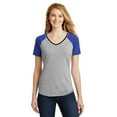 thumbnail image 1 of District Women's Juniors Mesh Sleeve V-Neck Tee, 1 of 3