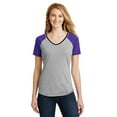 thumbnail image 1 of District Women's Juniors Mesh Sleeve V-Neck Tee, 1 of 3