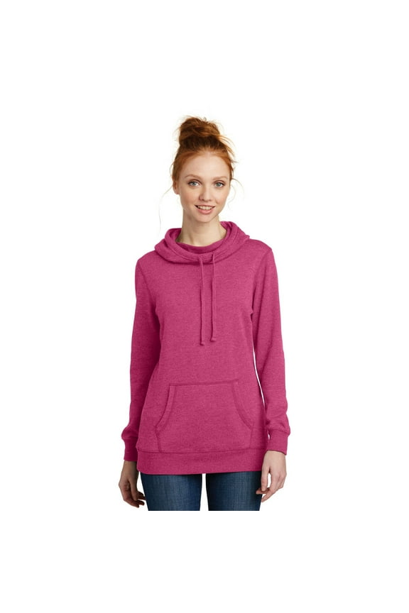 Women's Lightweight Fleece Hoodie Dm493 - Heathered Pink Azalea - 4XL