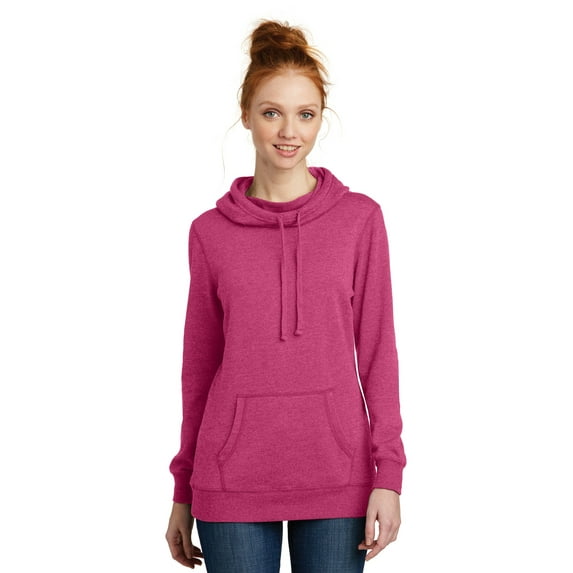 District Women's Lightweight Fleece Hoodie Dm493 - Heathered Pink Azalea - S