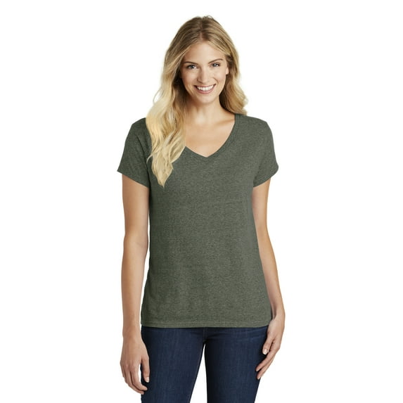 District Women's Made Perfect Blend V-Neck Tee, Heathered Olive, XXX-Large