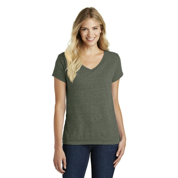 District Women's Made Perfect Blend V-Neck Tee, Heathered Olive, XXX-Large