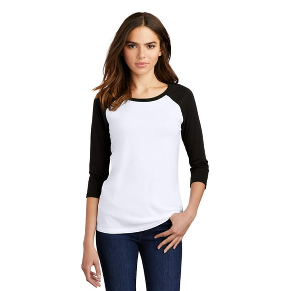District Women's Perfect Tri 3/4-Sleeve Raglan. DM136L