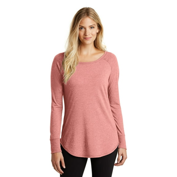 District Women's Perfect Tri Long Sleeve Tunic Tee Dt132l - Blush Frost - 3XL