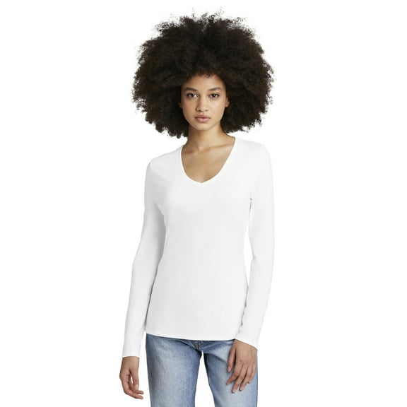 District Women's Perfect Tri Long Sleeve V-Neck Tee DT135
