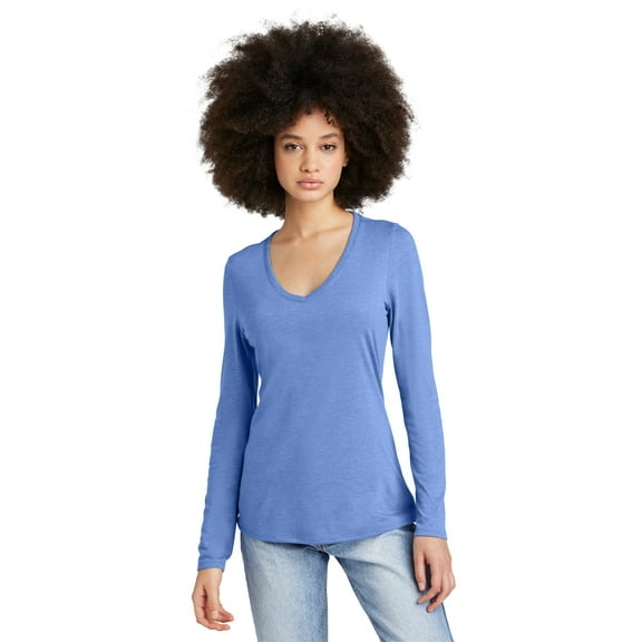 District Women's Perfect Tri Long Sleeve V-Neck Tee DT135