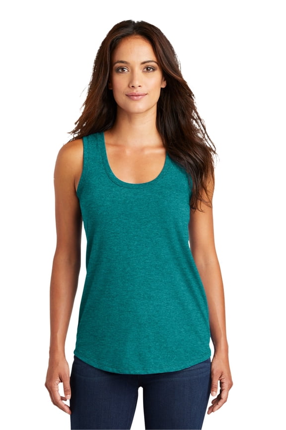Women's Perfect Tri Racerback Tank Dm138l - Heathered Teal - XXL