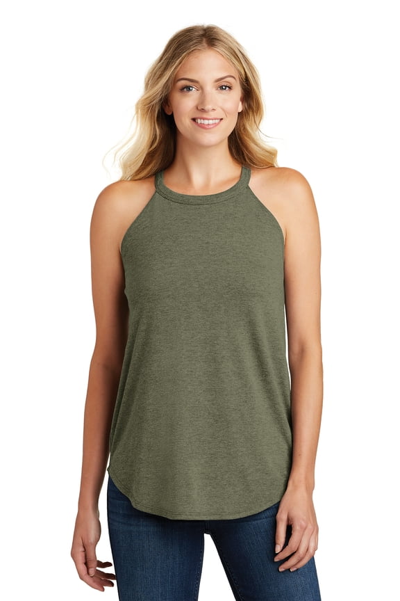 Women's Perfect Tri Rocker Tank. Dt137l , DT137L , Military Green Frost , XXX-Large