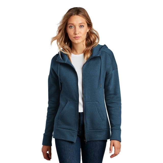 District Women's Perfect Weight Fleece Drop Shoulder Full-Zip Hoodie DT1104