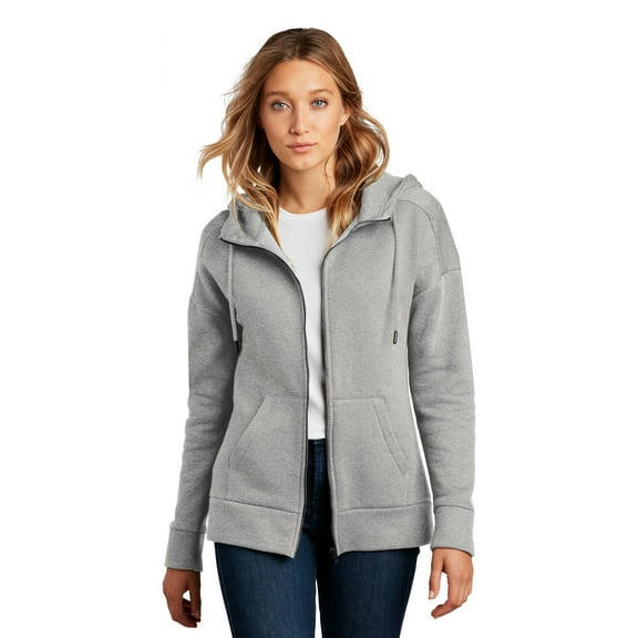 District Women's Perfect Weight Fleece Drop Shoulder Full-Zip Hoodie Dt1104