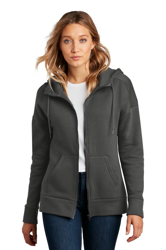 Female Mock Neck Hoodie Dt1104 Charcoal Medium