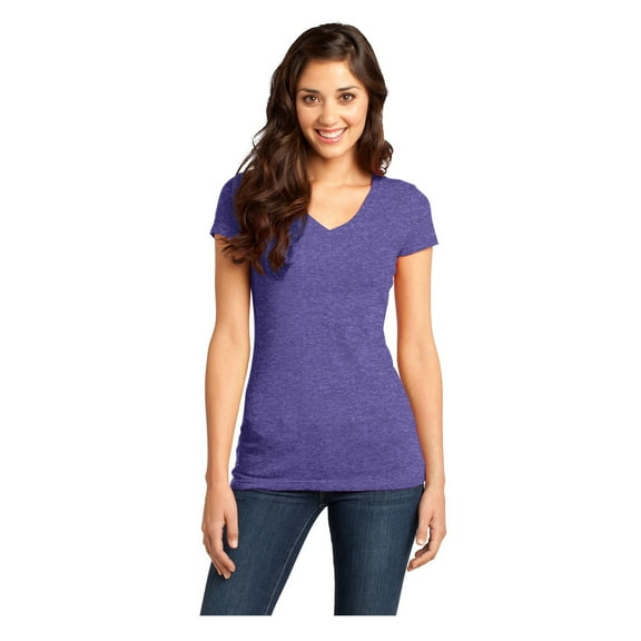 District Women's Short Sleeve Juniors Very Important V-Neck T-Shirt Heathered Purple 2X-Large
