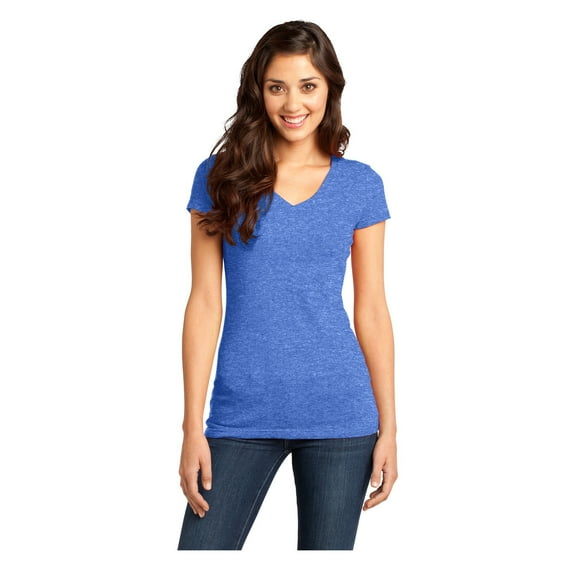 District Women's Short Sleeve Juniors Very Important V-Neck T-Shirt Heathered Royal 2X-Large