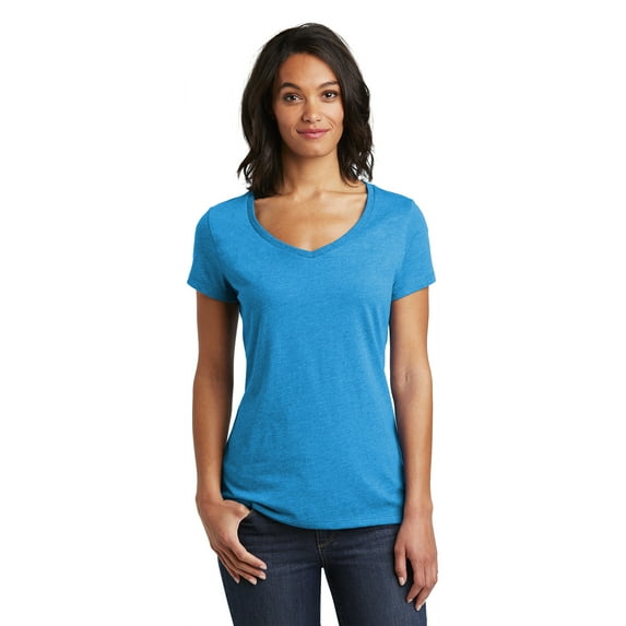 District Women's Very Important Tee V-Neck Dt6503 Heathered Bright Turquoise 4XL