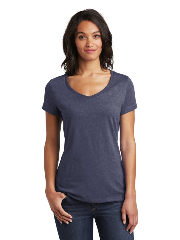 Women's Very Important Tee V-Neck Dt6503 - Heathered Navy - XS