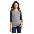 thumbnail image 1 of District Womens Perfect Tri 3/4-Sleeve Raglan T-Shirt Black Frost/ Grey Frost DM136L 4XL, 1 of 3