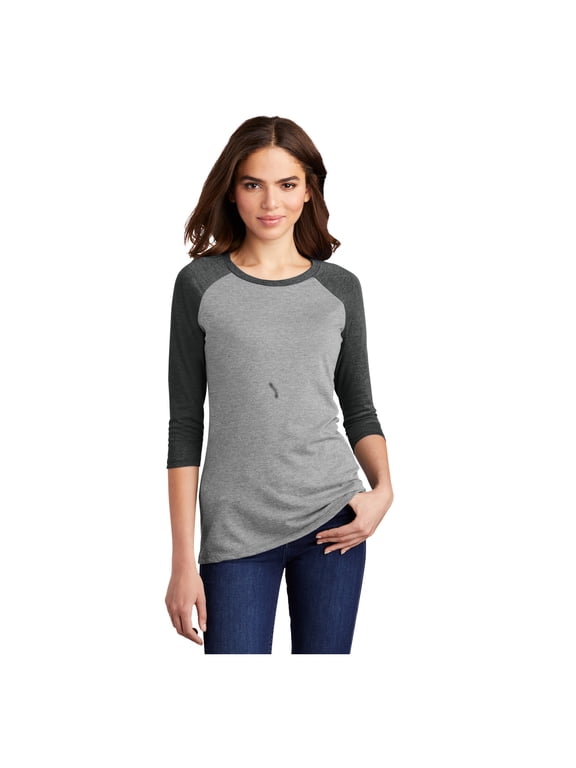 Womens Perfect Tri 3/4-Sleeve Raglan T-Shirt Black Frost/ Grey Frost DM136L XL