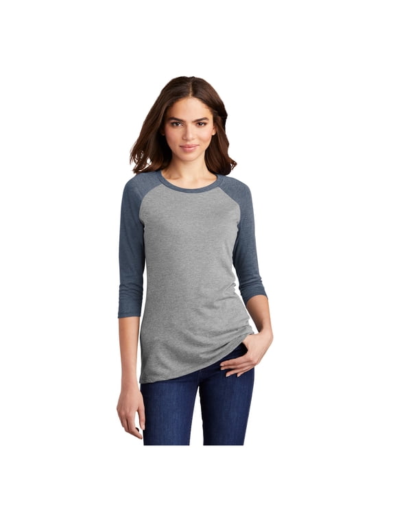 Womens Perfect Tri 3/4-Sleeve Raglan T-Shirt Navy Frost/ Grey Frost DM136L L