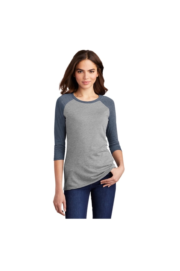 Womens Perfect Tri 3/4-Sleeve Raglan T-Shirt Navy Frost/ Grey Frost DM136L L