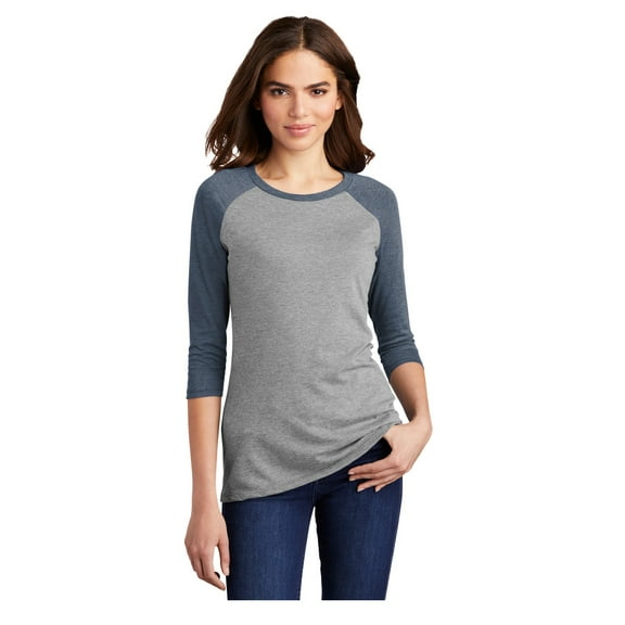 District Womens Perfect Tri 3/4-Sleeve Raglan T-Shirt Navy Frost/ Grey Frost DM136L S