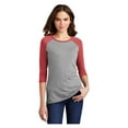 thumbnail image 1 of District Womens Perfect Tri 3/4-Sleeve Raglan T-Shirt Red Frost/ Grey Frost DM136L S, 1 of 3