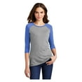 thumbnail image 1 of District Womens Perfect Tri 3/4-Sleeve Raglan T-Shirt Royal Frost/ Grey Frost DM136L L, 1 of 3