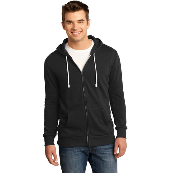 District Young Mens Core Fleece Full Zip Hoodie DT190-L (Black)
