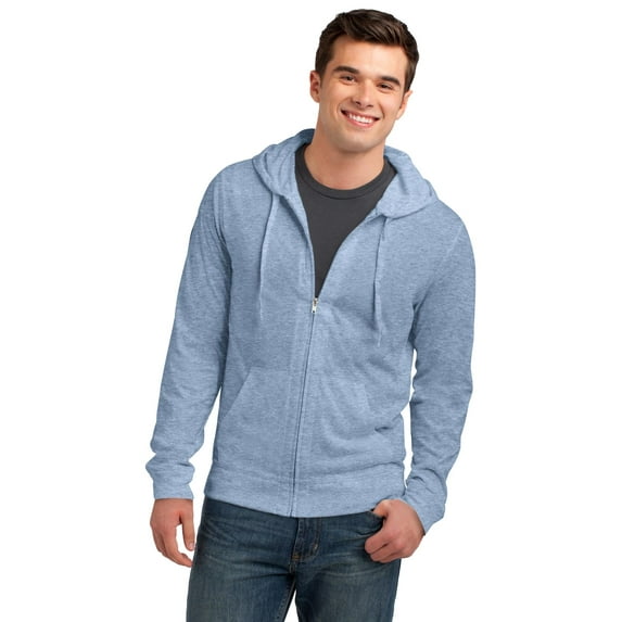 District Young Mens Jersey Full Zip Hoodie-3XL (Heathered Sterling Blue)