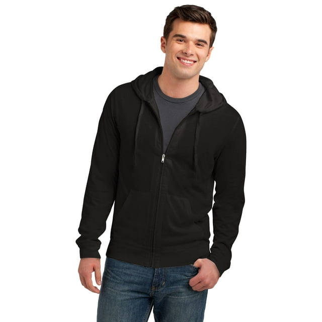 District Young Mens Jersey Full Zip Hoodie-L (Black)