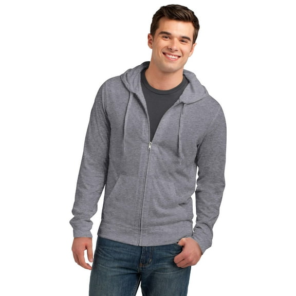 District Young Mens Jersey Full Zip Hoodie-L (Dark Heather Grey)