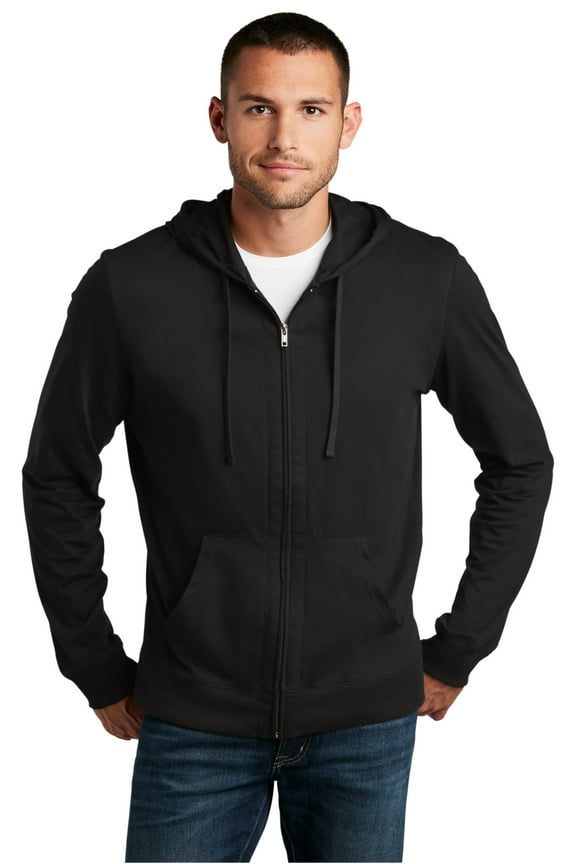 Young Mens Jersey Full Zip Hoodie-XS (Black)
