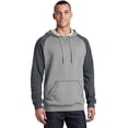 thumbnail image 1 of District Young Mens Lightweight Fleece Raglan Hoodie-XL (Heathered Grey/ Heathered Charcoal), 1 of 6