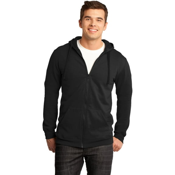 District Young Mens The Concert Fleece Full Zip Hoodie-3XL (Black)