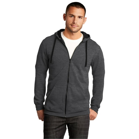 District Young Mens The Concert Fleece Full Zip Hoodie-4XL (Heathered Charcoal)