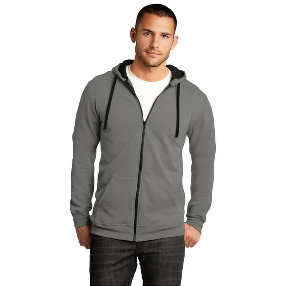 District Young Mens The Concert Fleece Full Zip Hoodie-XL (Grey)