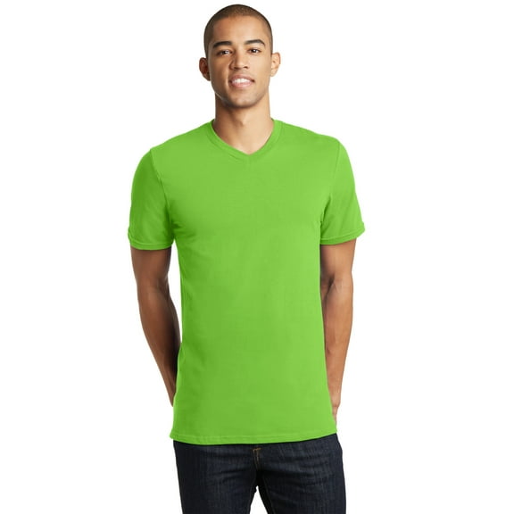 District Young Mens The Concert Tee V Neck DT5500-S (Neon Green)