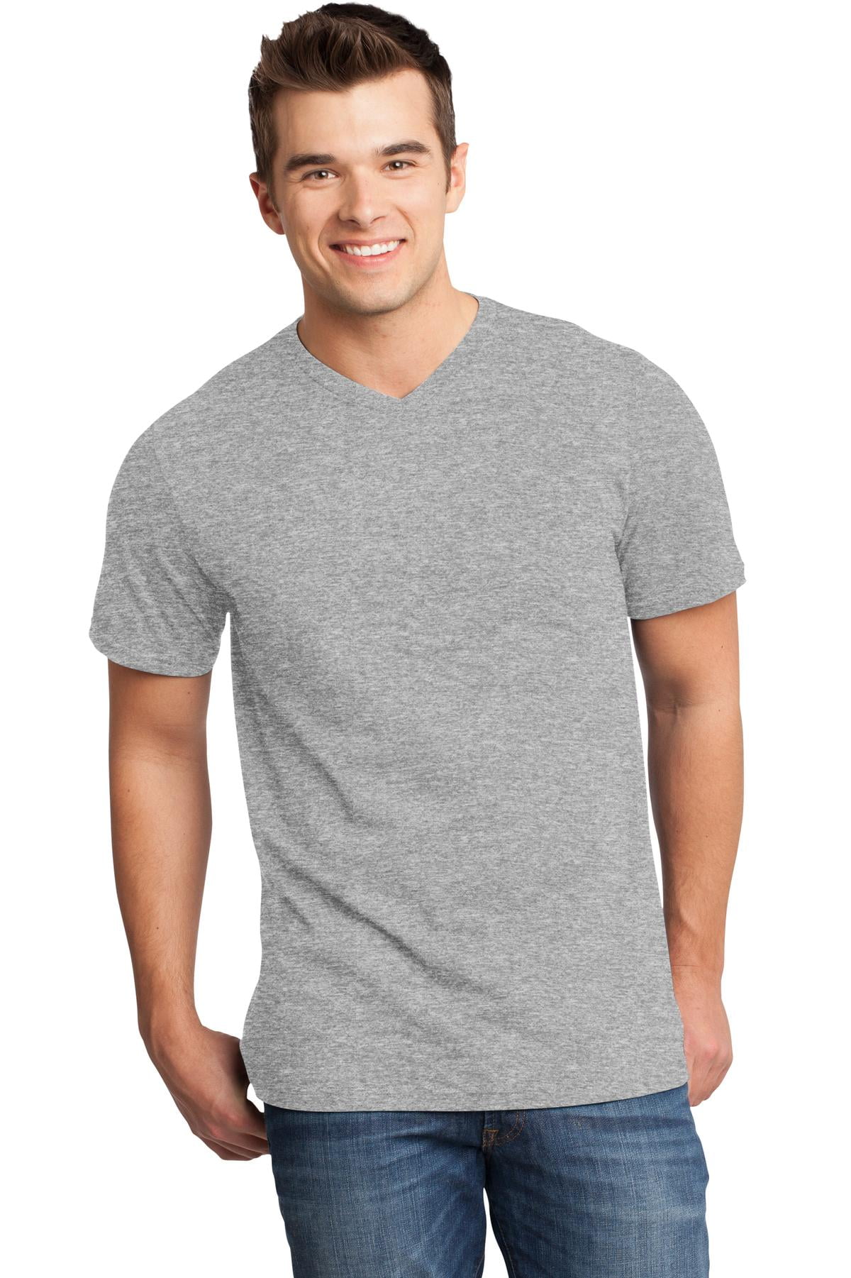 District Young Mens Very Important Tee V Neck-L (Light Heather Grey ...