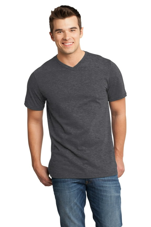 Young Mens Very Important Tee V Neck-M (Heathered Charcoal)