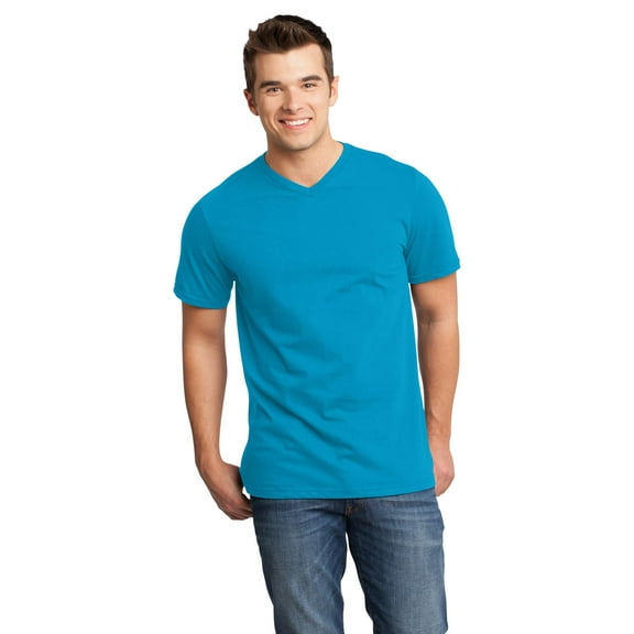 District Young Mens Very Important Tee V Neck-M (Light Turquoise)
