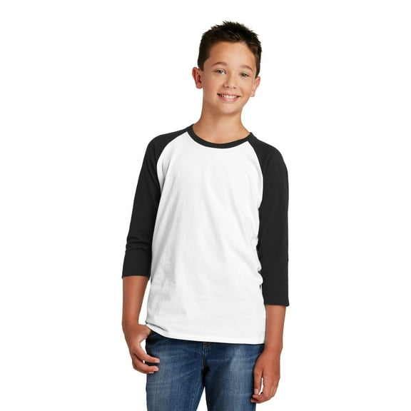 District Youth Very Important Tee 3/4-Sleeve Dt6210y - Black/ White - M