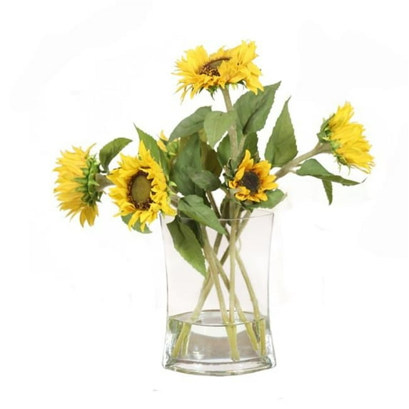 Disttive Designs 15882A Unisex Sunflowers in Glass Vase - Yellow