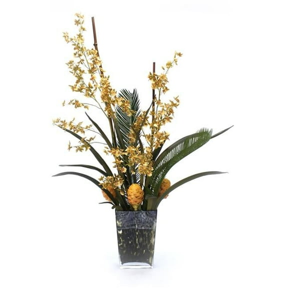 Disttive Designs 16707 Unisex Oncidium Orchid with Palm & Honey Comb Proteas - Green