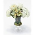 thumbnail image 1 of Disttive Designs 17120 Unisex Waterlook-R White & Rose Hydrangeas with Cymbidium Orchid in Clear Glass Urn - Green, 1 of 1